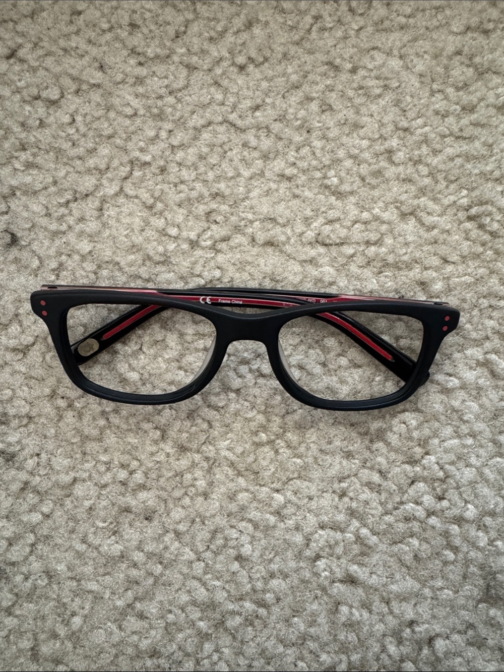 Nike 4KD 001 48-17-130 Black and Red Rectangular Eyeglass Frames